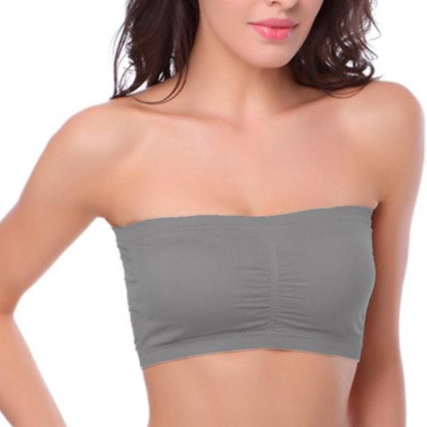 

bustiers & corsets women's seamless bandeau breast wrap lingerie crop tube bra female strapless padded bralette, Black;white