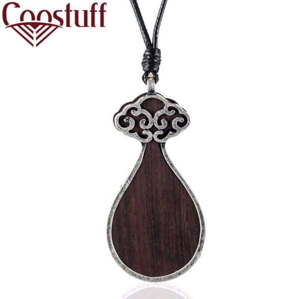 

pendant necklaces vintage women jewelry handmade bag shape black sandalwood pendants long collares mujer choker kolye bijoux femme, Silver