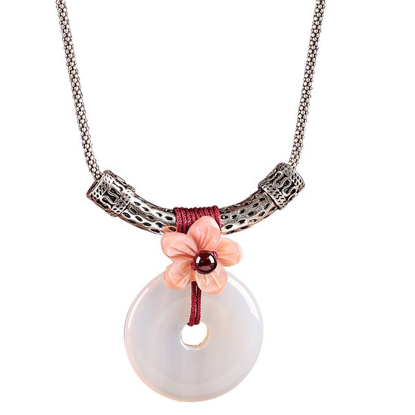 

xianlan336 925 sterling silver pendant national chain necklace clavicle contracted wind restoring ancient ways agate peace buckle