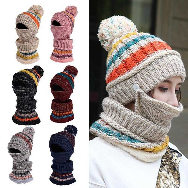 Lenço de Balaclava da máscara das mulheres do chapéu do inverno para o grupo de malha quinto grosso das meninas