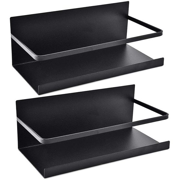 

magnetic refrigerator shelf spice kitchen black 2pcs storage & organization