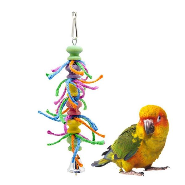 

parrot block toy cylindrical bell bird sisal cotton rope chew hanging accessories other supplies