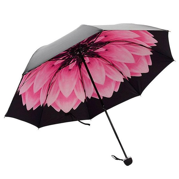 

umbrellas umbrella rain woman three-folding 3d flower print sunny and rainy parasol