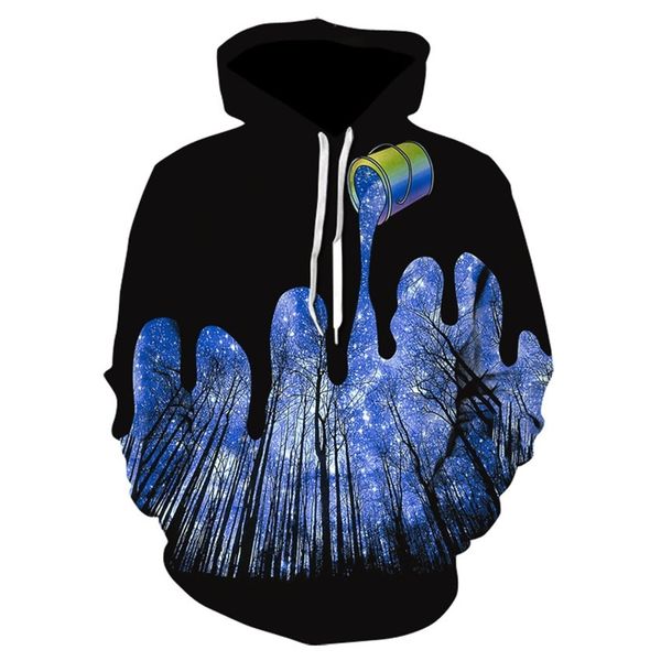 

popular 3d digital printing creative star fashion casual hooded pullover, Black