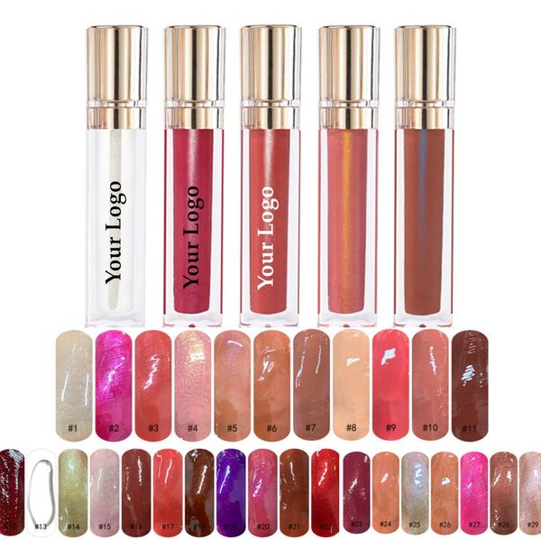 60pcs Private Label Lip Gloss Commercio all'ingrosso Clear Shiny Glitter Glossy Makeup Lipgloss Custom Liquid Lipstick Bulk Cosmetics