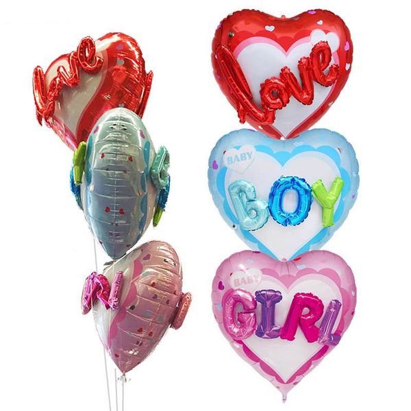 Partydekoration 1pc 36inch großes Herz Liebesfolienballons Babyparty Geschlecht Enthüllung Globos Boy Girl 1. Geburtstag Dekorationen Kinderbälle