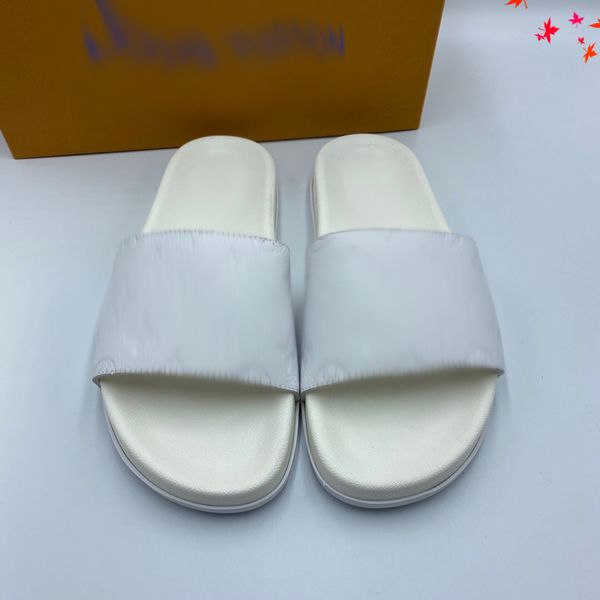 

2021 slipper designer slide summer sandals fashion men beach indoor flat flip flops leather luxurys shoes mens slippers with box size 39-45, Black