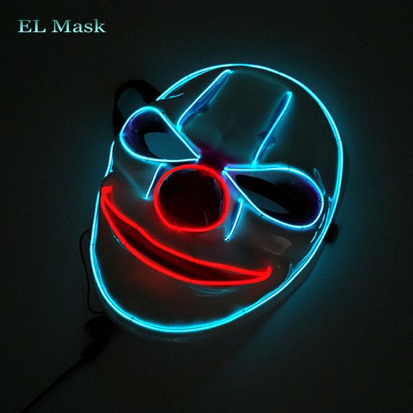 Acessórios de fantasia Light Up LED máscara iluminada brilhante El Joker Mask para Traje Halloween Rave Cosplay Party Xmas