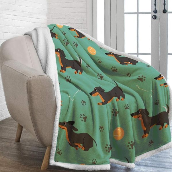 

blankets 3d print dachshund plush throw blanket sherpa fleece bedspread vintage bedding square picnic wool soft q1