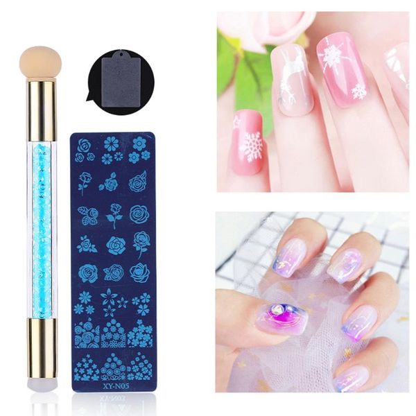 

nail art kits printing plate seal scraper sponge silica gel inkling pen set tool rhinestone handle brush painting