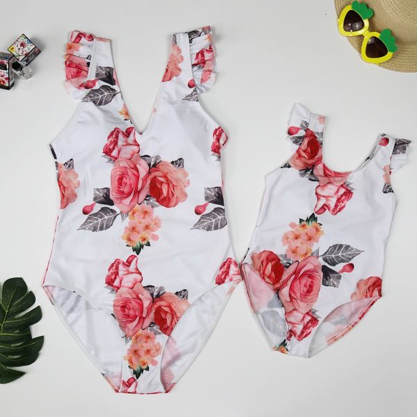 

one parent child piece bikini mother daughter swimsuit, White;black