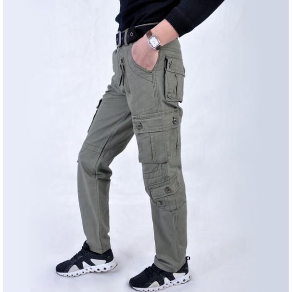 

men's pants charging pants, men's casual military multi pocket large outdoor pants 28-40, Black