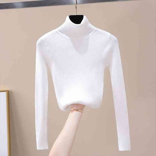 

autumn winter women turtleneck tight stretch pull thin sweaters knitwear pullover korean femme clothes warm casual clothing, White;black