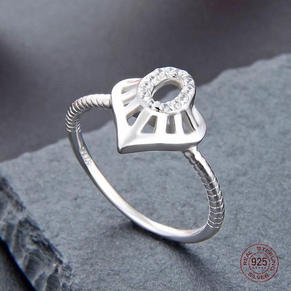 

cluster rings s925 sterling silver romantic platinum plated heart ring pave setting zirconia diamonds luxury original jewelry gift for women, Golden;silver