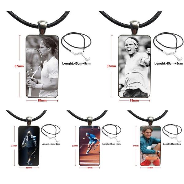 

pendant necklaces for girls handmade gift rafael nadal parera atp star glass necklace half rectangle, Silver