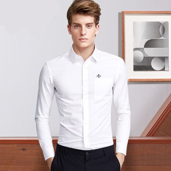

men's casual long sve printed men's shirt, large, White;black