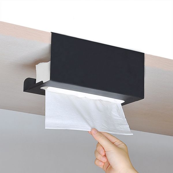 Sob o armário papel titular de toalha de ferro caixa de armazenamento de armazenamento titular de papel toalha de papel toalha de cozinha hanging case 210320