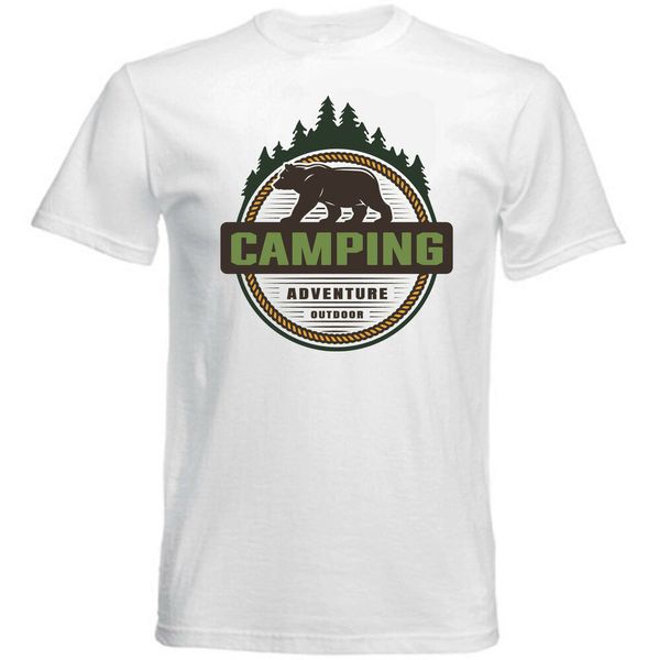 

camping adventure outdoor - new cotton t-shirt, White;black