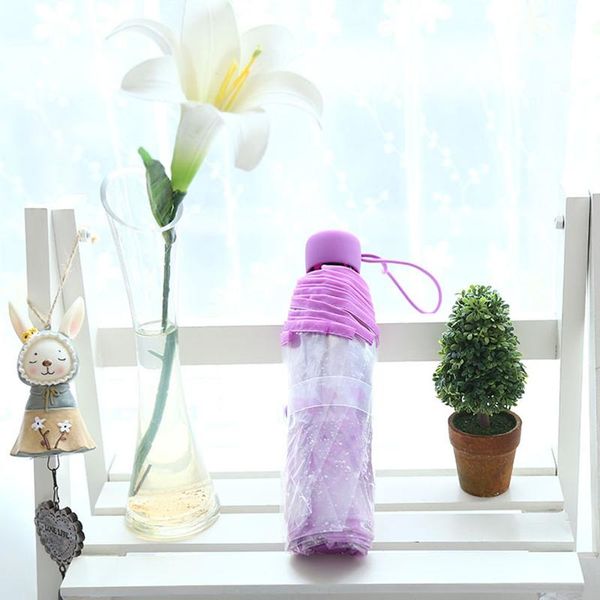 

umbrellas literary fresh cherry blossom transparent tri-fold folding female tree shade cute sun umbrella sale