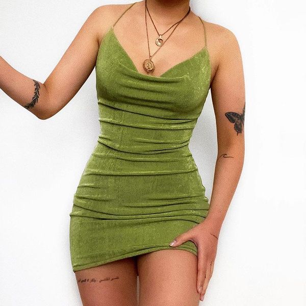 

casual dresses women summer spaghetti strap mini sleeveless maxi slash neck bandage dress ladies aesthetic party beachwear, Black;gray