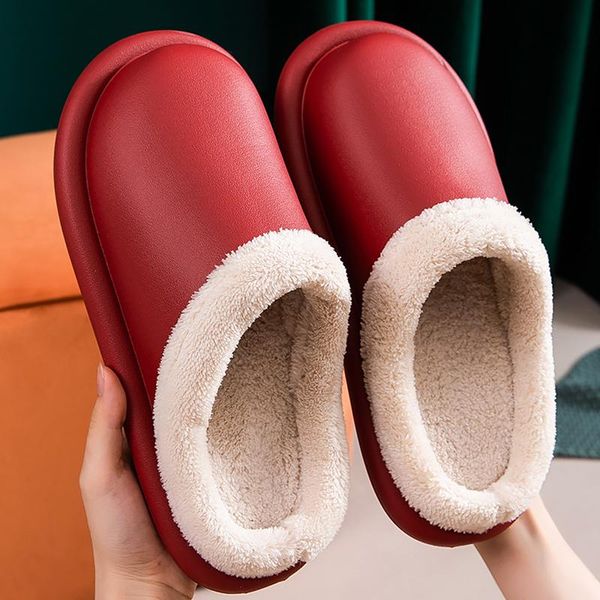 

big sizes winter indoor slippers women eva waterproof home slipper male cozy plush warm ladies shoes woman, Black