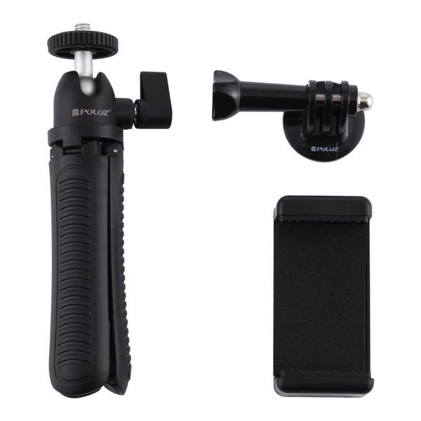 

tripods puluz pkt3083b mini tripod mobile phone holder set 1/4 screw 360 degree rotation selfie stick shooting silicone handle