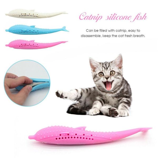 

cat toys fish shape toothbrush pet silicone molar stick teeth cleaning toy for