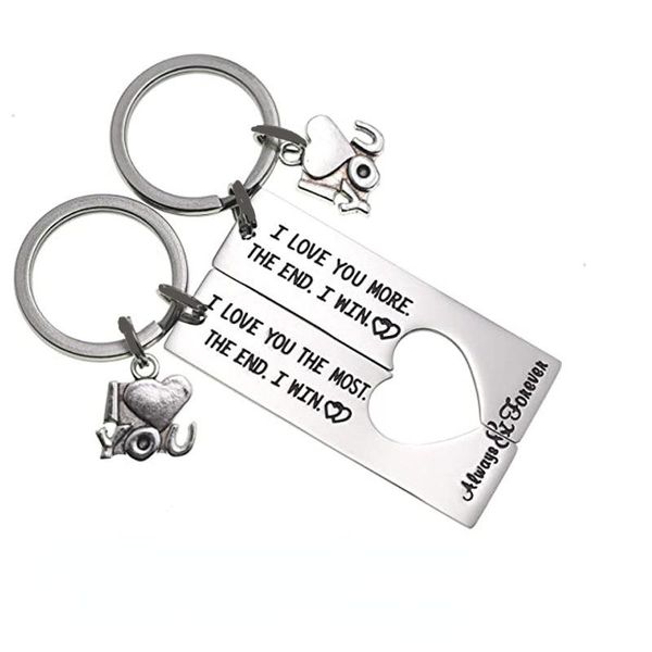 

keychains keychain man letter key chain women i love you more most the end ring holder keyring fashion porte clef, Silver