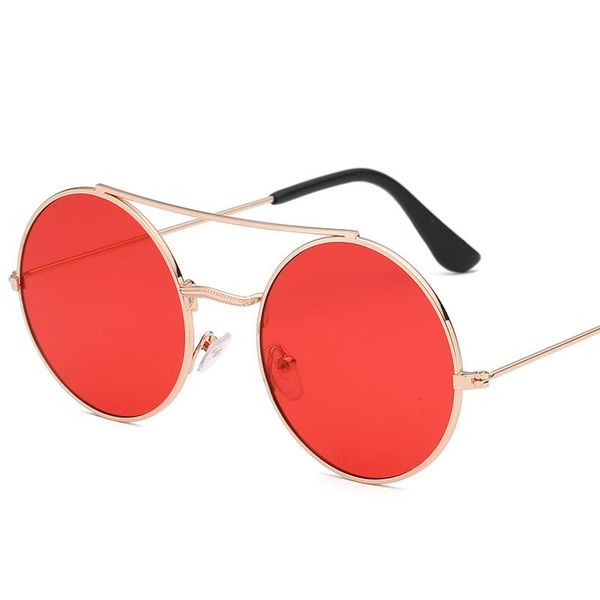 

vintage red men sunglasses women retro punk style round metal colorful lens sun glasses fashion eyewear hip hop, White;black