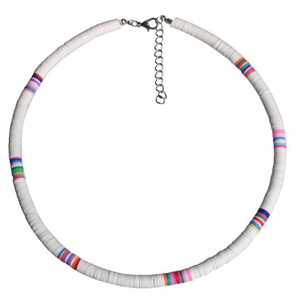 

chokers 40gb bohemian beach colorful clay beaded choker boho rainbow polymer necklace jewelry for women girls adjustable, Golden;silver