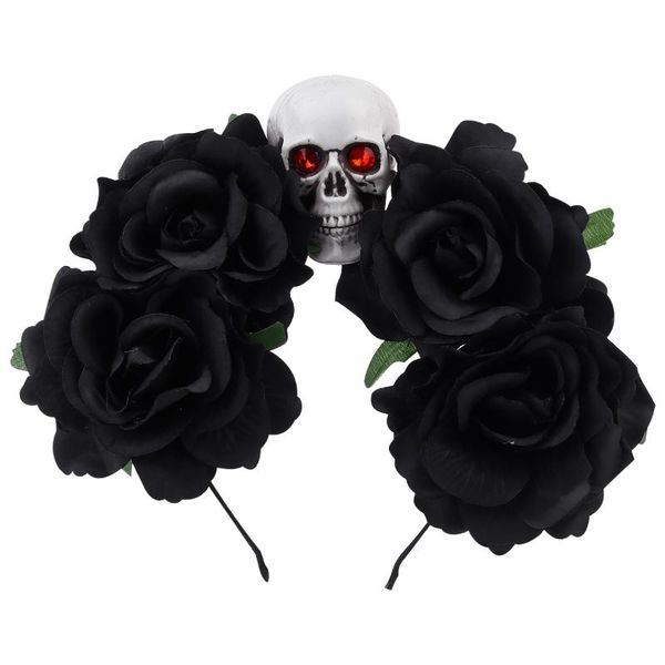 

headpieces floral fall black rose flower crown hair band festival headband accessories, Silver