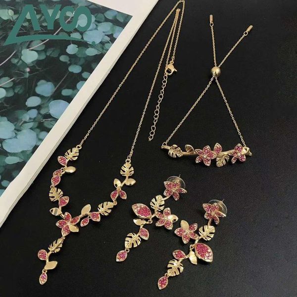 

pendant necklaces ayoo swa1:1, 2021 charm fashion jewelry sweet pink flower shape y-shaped necklace female, Silver