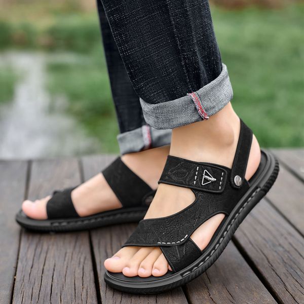 

mexican 2021 new summer fashion men's sandals non-slip outdoor lightweight sandals breathable beach shoes sport casual shoes, Black