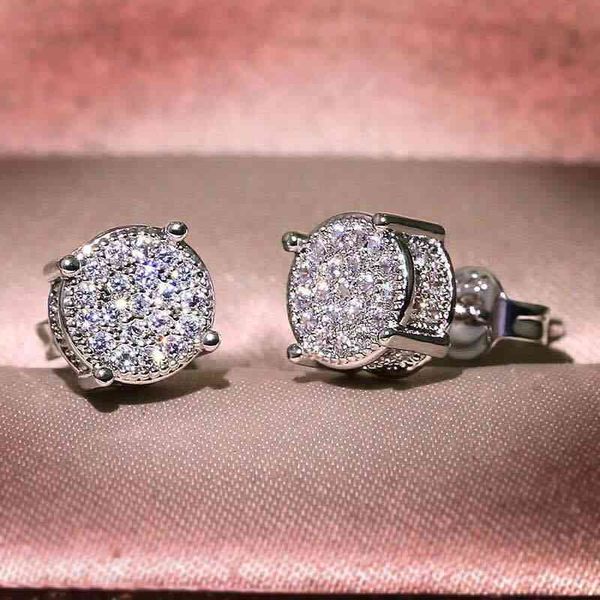 

s925 sterling color stud fine 2carats fl diamond silver 925 jewelry bizuteria orecchini gemstone earring 210325, Golden;silver