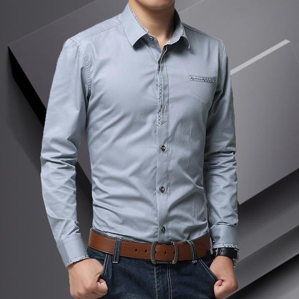 

men's casual shirts spring autumn fashion social dress shirt slim fit button up long sleeve white black plus size cotton
