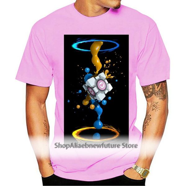 

men's t-shirts cartoon print short sleeve t shirt portal 2 men gel splatter basic t-shirt, White;black