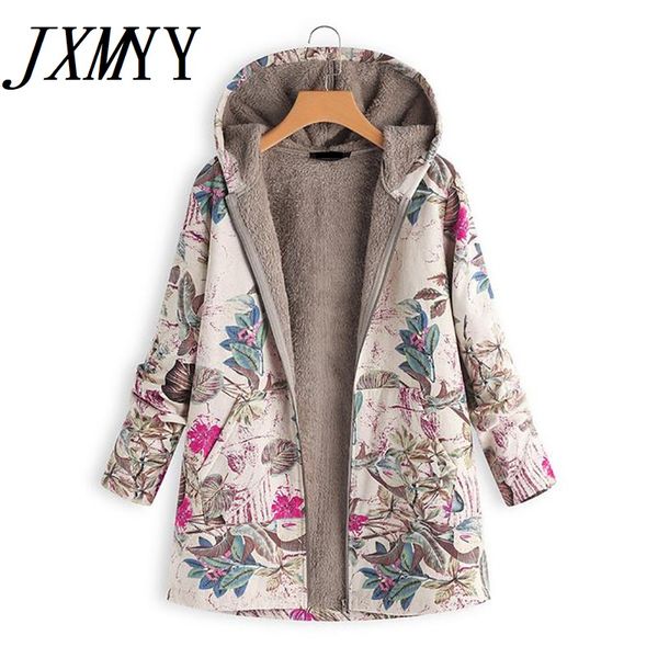 

2021 new women winter warm floral hooded jaet flower print hoody vintage oversized coats winter padded jaet women parkas, Black