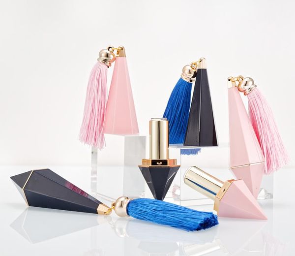 

storage bottles & jars 12.1 mm sapphire blue/pink plastic pp diamond shape lipstick case, packaging with tassel luxury