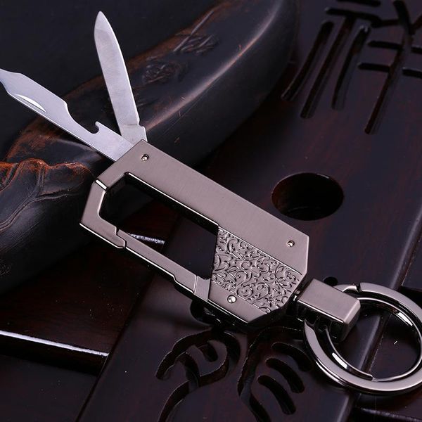 

keychains mutifunctional keychain key holder car keyring with knife screwdriver bottle opener automobiles ring gift accessories, Silver