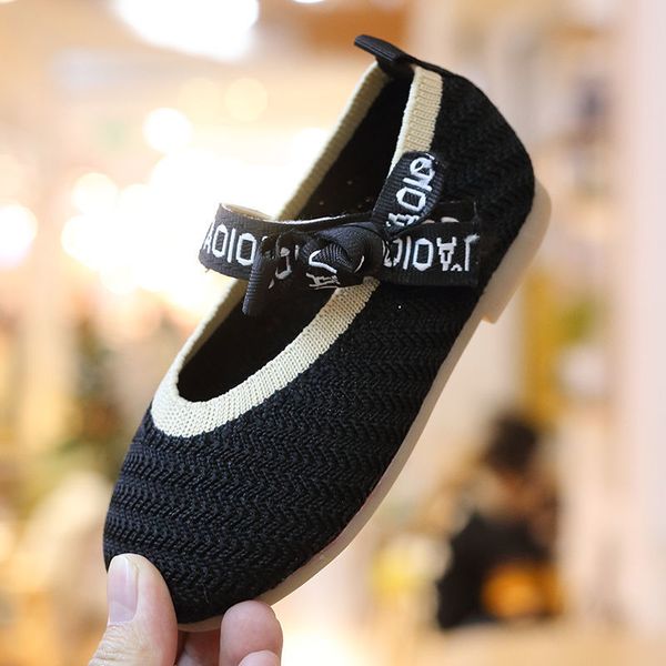 

2021 spring autumn girls leopard single shoes soft sole knitted childrengarden shoes shallow peas shoes flat bottom breathable, Black;red