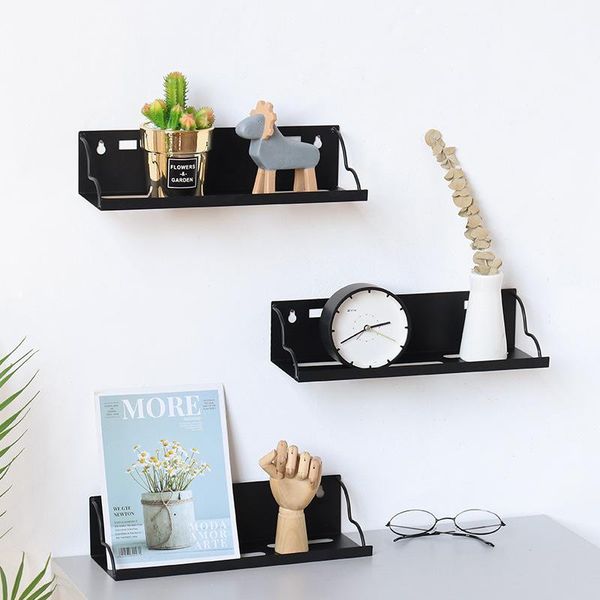 

hooks & rails nordic style wall-mounted iron storage shelf decorative wall shelves hanging display rack holders home organizer