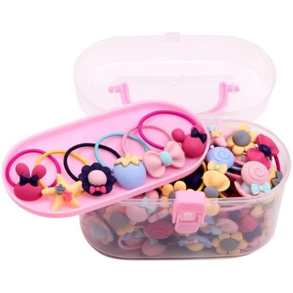 

hair accessories 40pcs/lot girls gift box elastic bands flower clip bows headband hairband cute hairbands for kids, Slivery;white