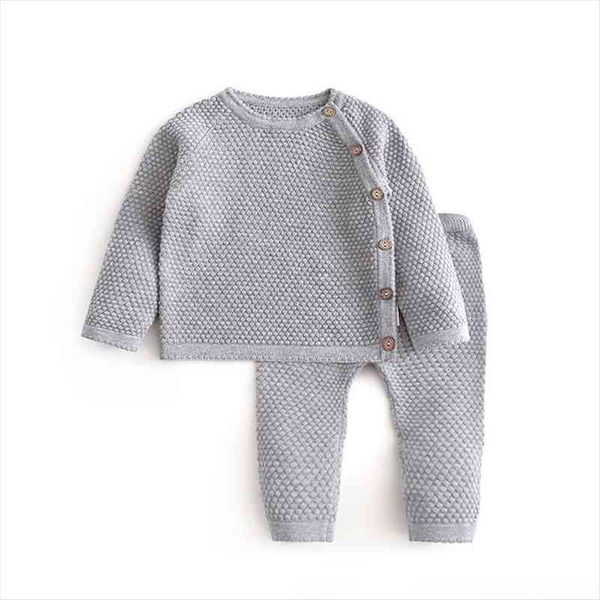 

fashion baby girl clothes sets kids 2pcs winter knitting pants infant boys knit tracksuits toddler outfits for girls, White