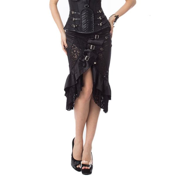 

costumes black lace edge punk rock gothic skirt