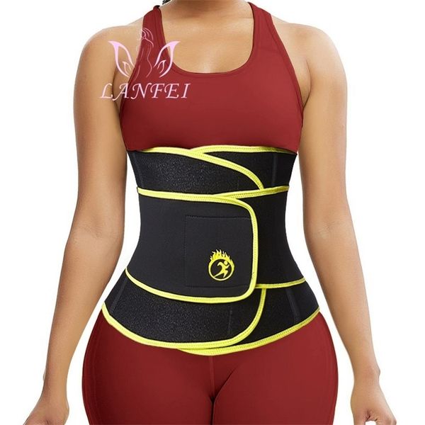 

lanfei compression strap waist trainers belt for women slimming sauna weight loss neoprene body shaper corset sweat fat burn 211220, Black;white
