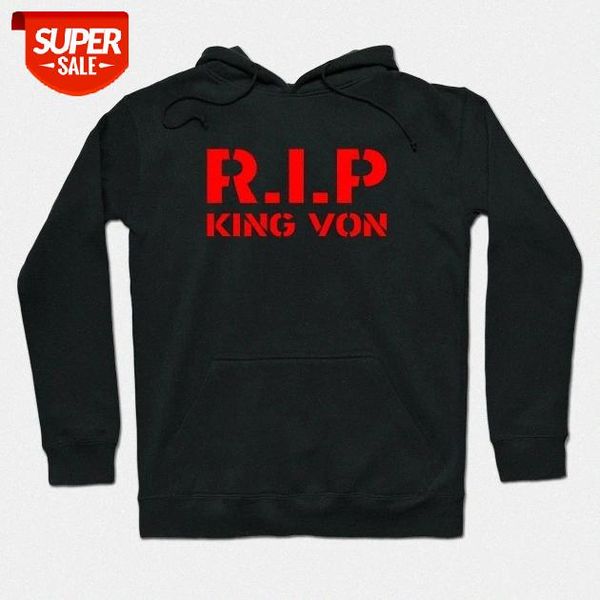 

rap rip king von sweater men's and women's hooded loose plus size hoodie #mu7i, Black