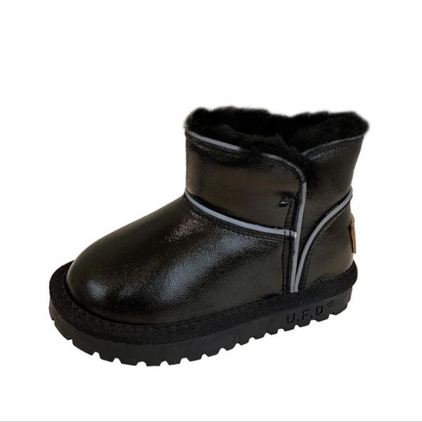 

boots children' snow 2021 winter toddler girls shoes fashion warm plush waterproof reflective kids, Black;grey