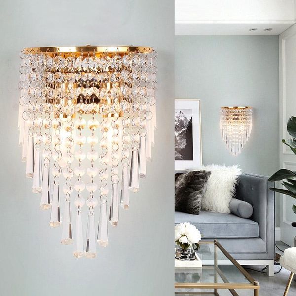 

crystal led wall lamp modern e14 bedroom light living room bathroom sconce lights home indoor corridor lighting decoration