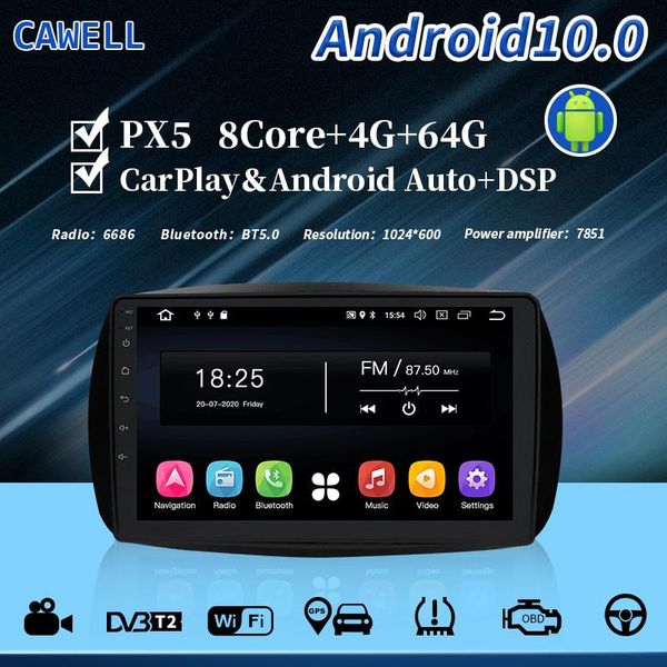 

cawell headunit radio android10 px5 octa core fm wifi dsp carplay bluetooth rds 64g swc tpms for smart car dvd navigation system player