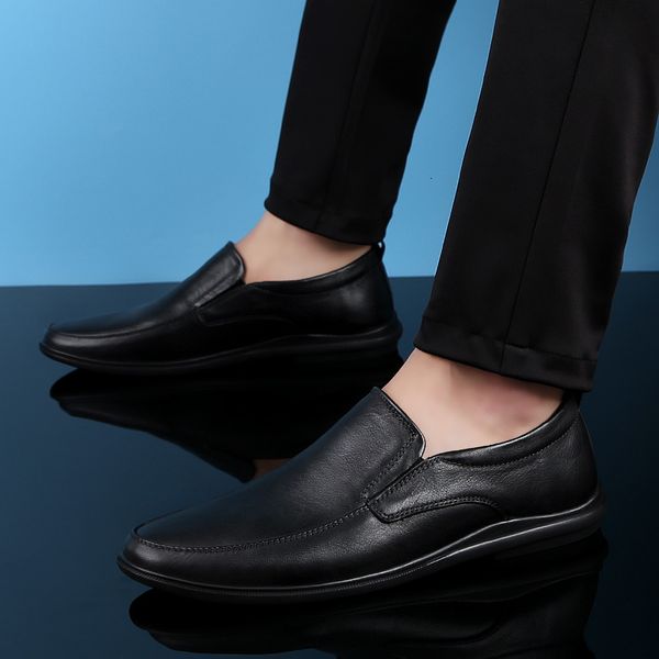 

dress shoes quality flats men shoes style genuine leather cowhide spring and autumn rubber youth trend casual everyday 7k0o, Black